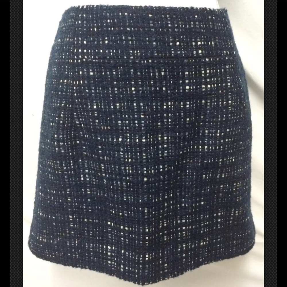 J CREW Wool Blend A Lined Mini Blue Ivory - Picture 2 of 6